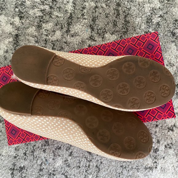 Tory Burch Reva Flat Polka Dot Snake Spring Dune - Picture 11 of 14